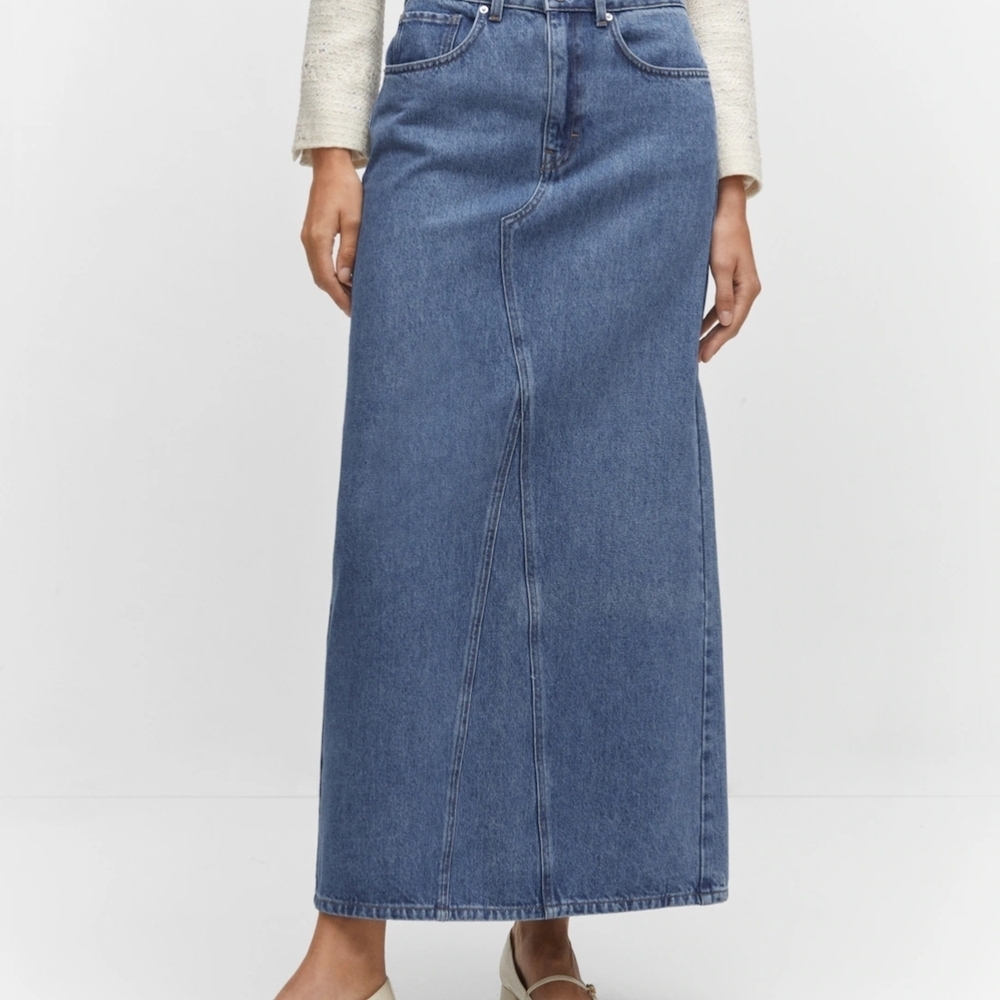 Mango Blue Denim Long Skirt
